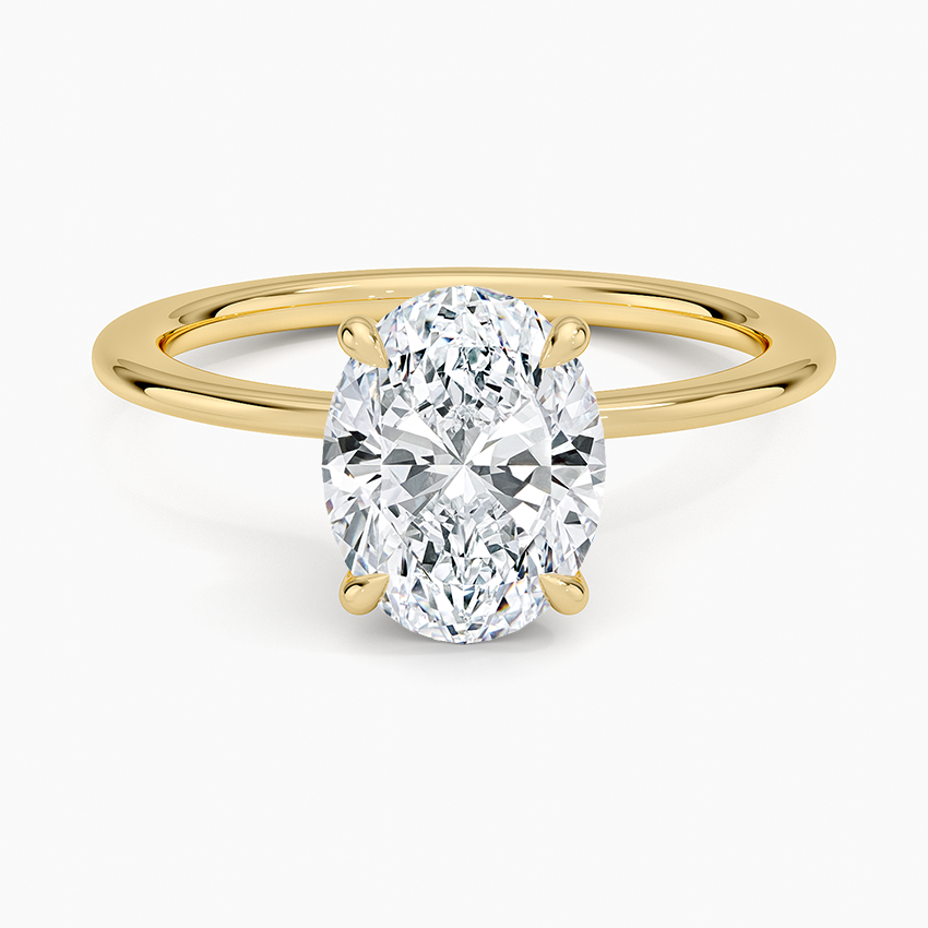 Petite Secret Halo Diamond Ring - Oval Center Stone