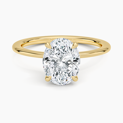 Petite Secret Halo Diamond Ring - Oval Center Stone