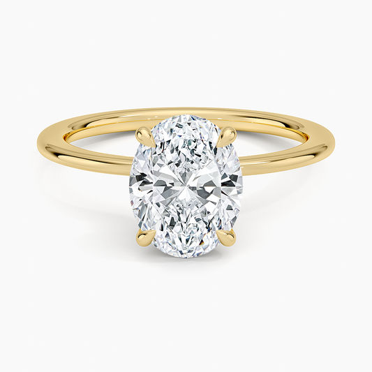 Petite Secret Halo Diamond Ring - Oval Center Stone