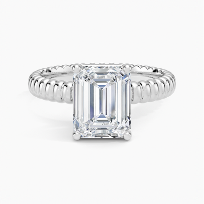 Petra Textured Solitaire Ring - Emerald Cut Center Stone