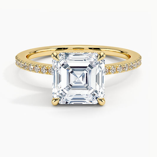 Perfect Fit Half Coverage Hidden Halo Diamond Ring (1/5 ct. tw.) - Asscher Cut Center Stone