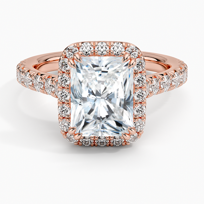 Sienna Halo Half Coverage Diamond Ring (2/3 ct. tw.) - Radiant Cut Center Stone