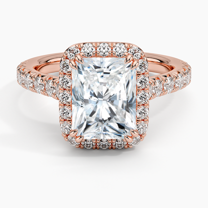 Sienna Halo Half Coverage Diamond Ring (2/3 ct. tw.) - Radiant Cut Center Stone