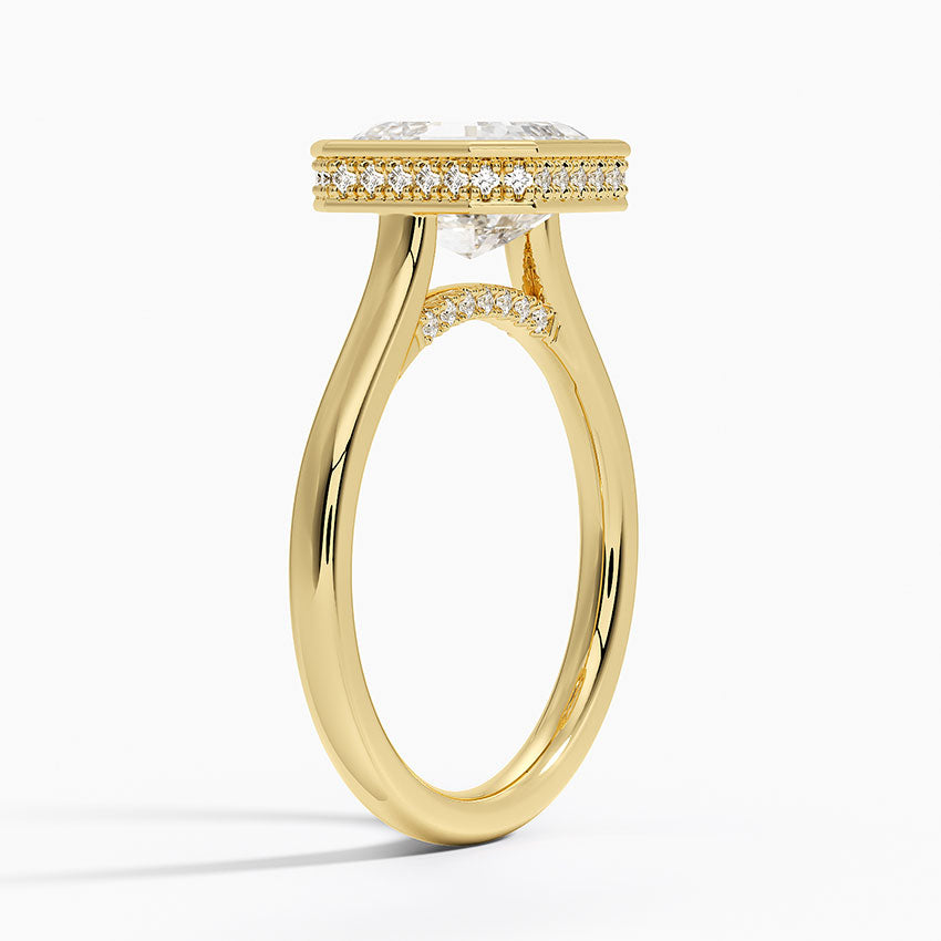 Luna Hidden Halo Diamond Ring - Asscher Cut Center Stone