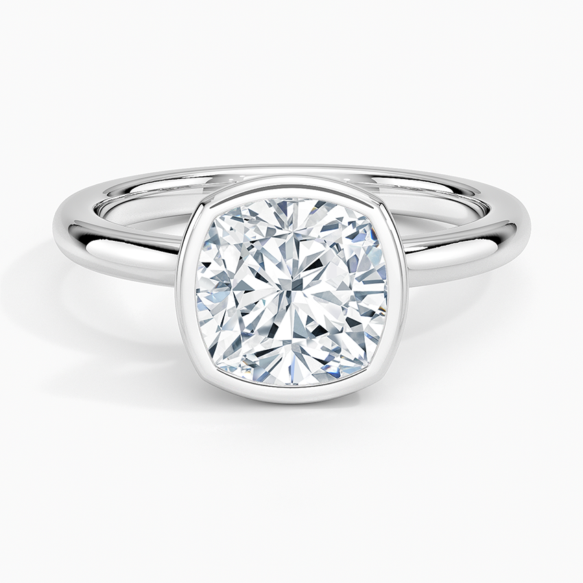 Julietta Bezel Solitaire Ring - Cushion Cut Center Stone
