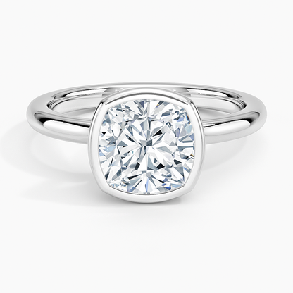 Julietta Bezel Solitaire Ring - Cushion Cut Center Stone