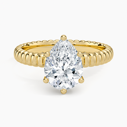 Petra Textured Solitaire Ring - Pear Center Stone