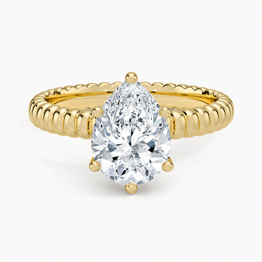 Petra Textured Solitaire Ring - Pear Center Stone