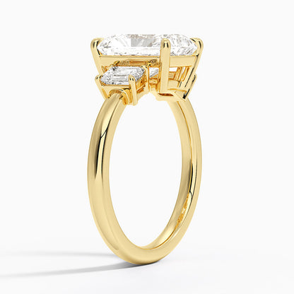 Rhiannon Emerald Cut Three Stone Diamond Ring (1/2 ct. tw.) - Radiant Cut Center Stone