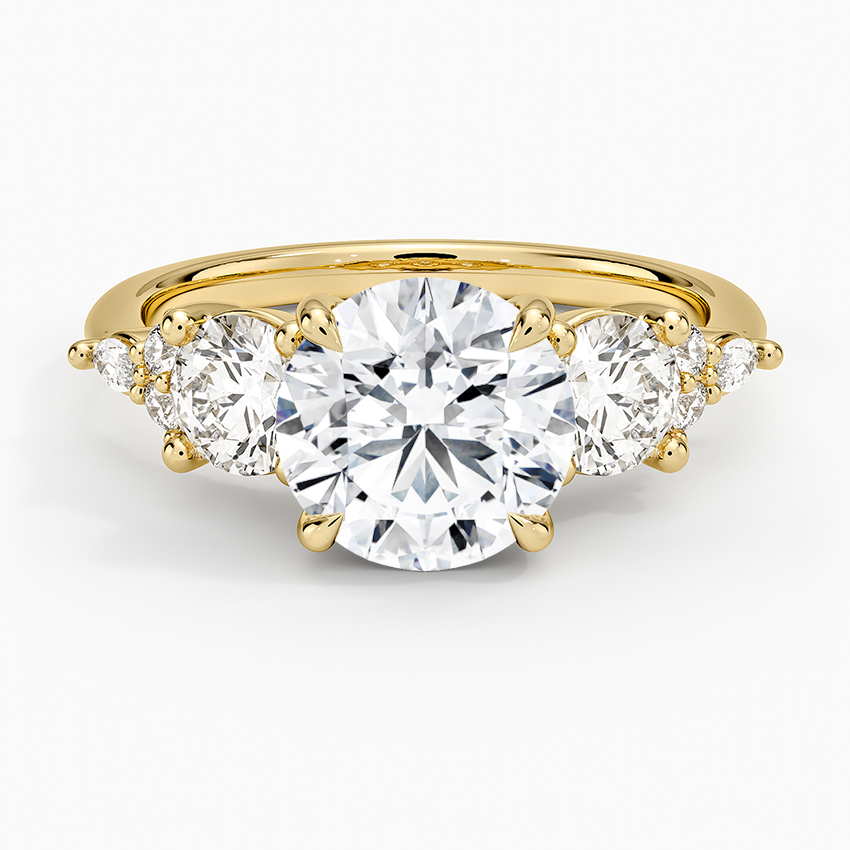 Luxe Nadia Three Stone Diamond Ring - Round Center Stone