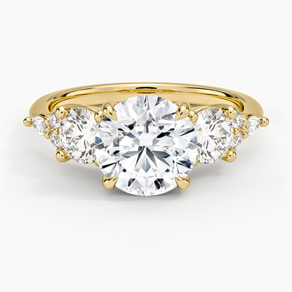 Luxe Nadia Three Stone Diamond Ring - Round Center Stone