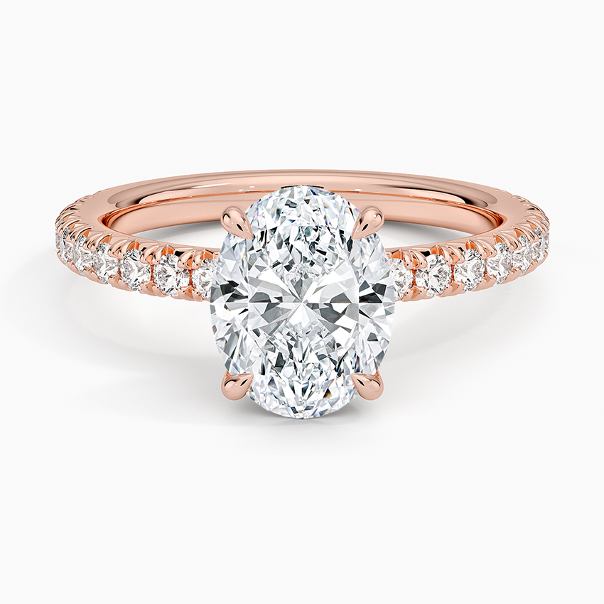 Amelie Three-Quarter Coverage Diamond Ring - Oval Center Stone