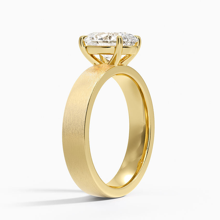 Peyton 4mm Satin Finish Solitaire Ring - Oval Cut Center Stone