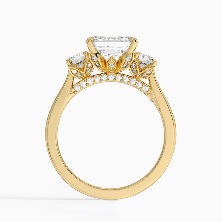 Petal Three Stone Diamond Ring (2/3 ct. tw.) - Asscher Cut Center Stone