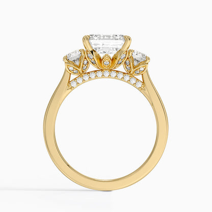 Petal Three Stone Diamond Ring (2/3 ct. tw.) - Asscher Cut Center Stone