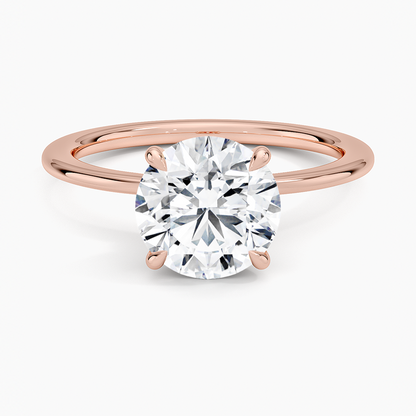 Petite Secret Halo Diamond Ring - Round Center Stone