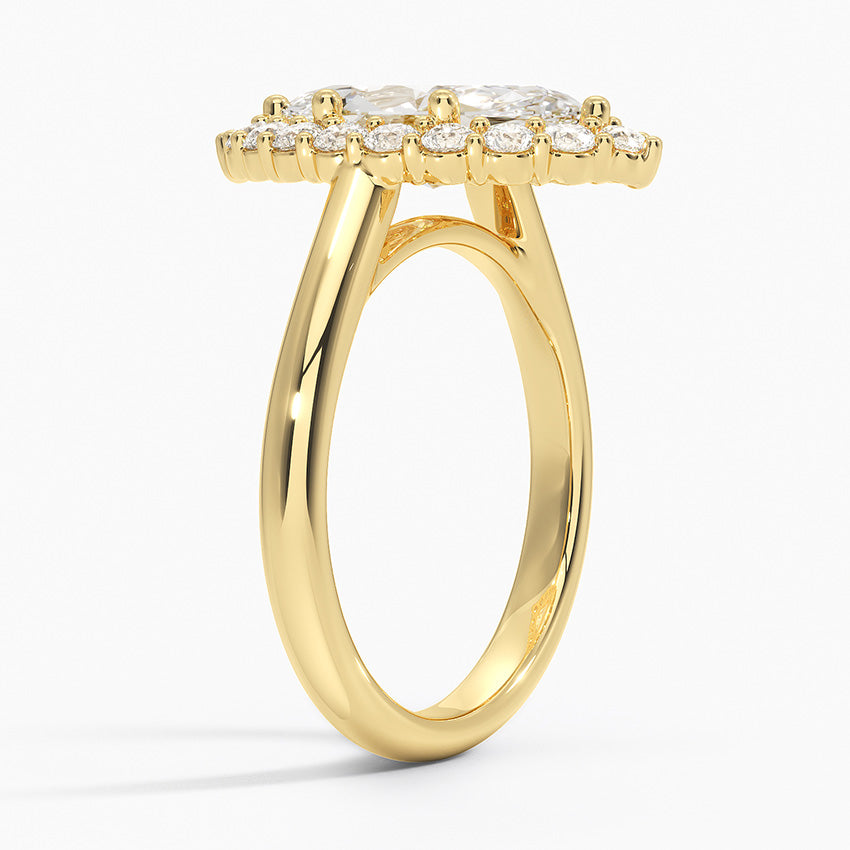 Lotus Flower Halo Diamond Ring (1/4 ct. tw.) - Marquise Cut Center Stone
