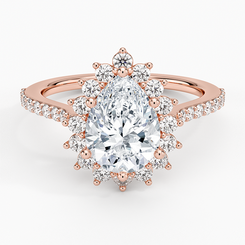 Luxe Sunburst Halo Diamond Ring (1/2 ct. tw.) - Pear Center Stone