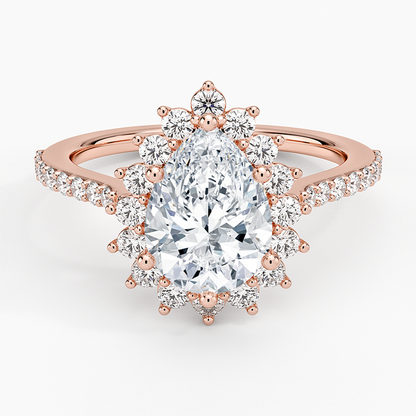 Luxe Sunburst Halo Diamond Ring (1/2 ct. tw.) - Pear Center Stone