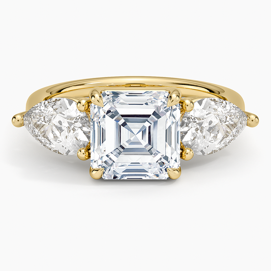 Luxe Opera Three Stone Diamond Ring (1 1/3 ct. tw.) - Asscher Cut Center Stone