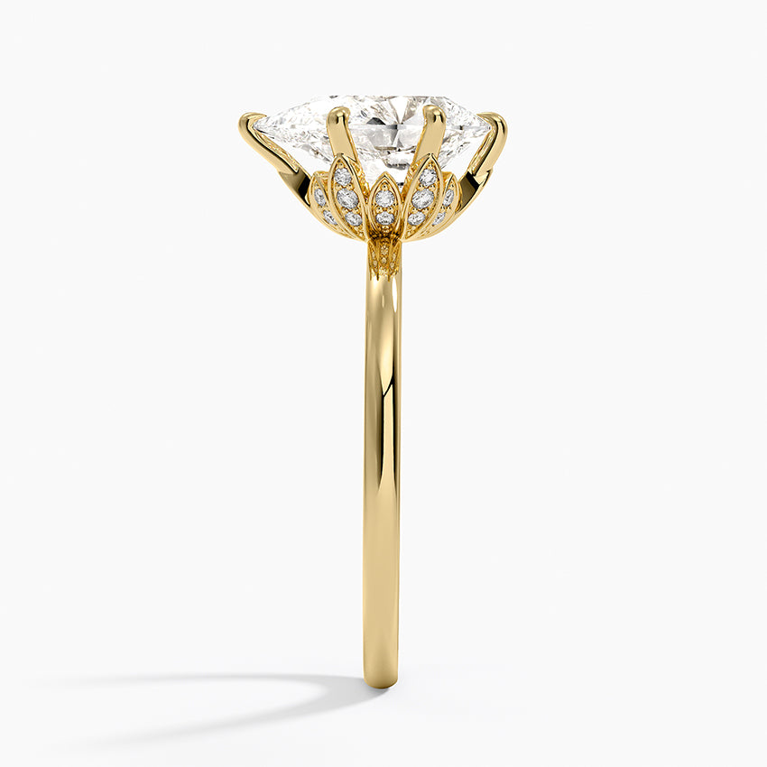 Petal Six Prong Diamond Ring - Pear Center Stone