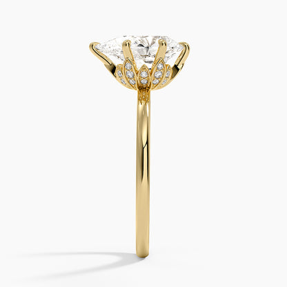 Petal Six Prong Diamond Ring - Pear Center Stone