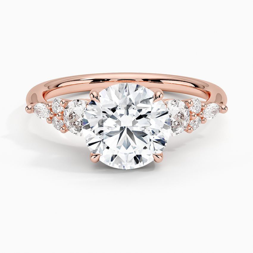 Nadia Three Stone Diamond Ring - Round Center Stone