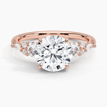 Nadia Three Stone Diamond Ring - Round Center Stone
