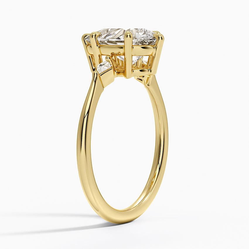 Petite Cometa Three Stone Diamond Ring - Pear Center Stone