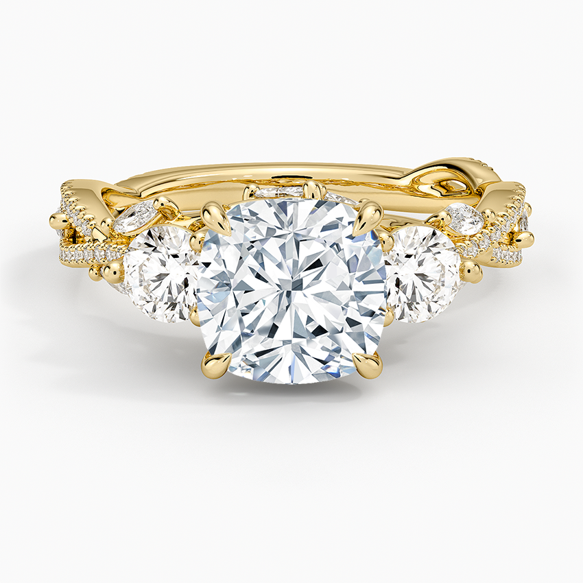 Luxe Secret Garden Three Stone Diamond Ring (1 ct. tw.) - Cushion Cut Center Stone