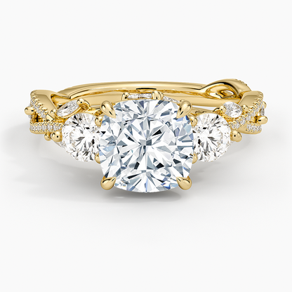 Luxe Secret Garden Three Stone Diamond Ring (1 ct. tw.) - Cushion Cut Center Stone