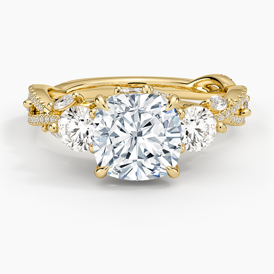 Luxe Secret Garden Three Stone Diamond Ring (1 ct. tw.) - Cushion Cut Center Stone