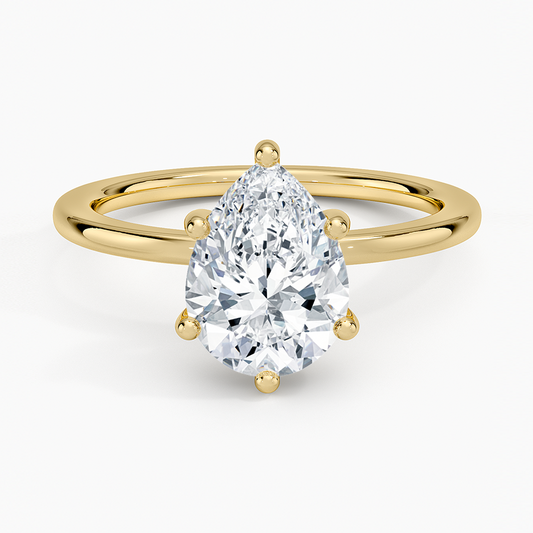 Sydney Perfect Fit Hidden Halo Six-Prong Diamond Ring - Pear Center Stone
