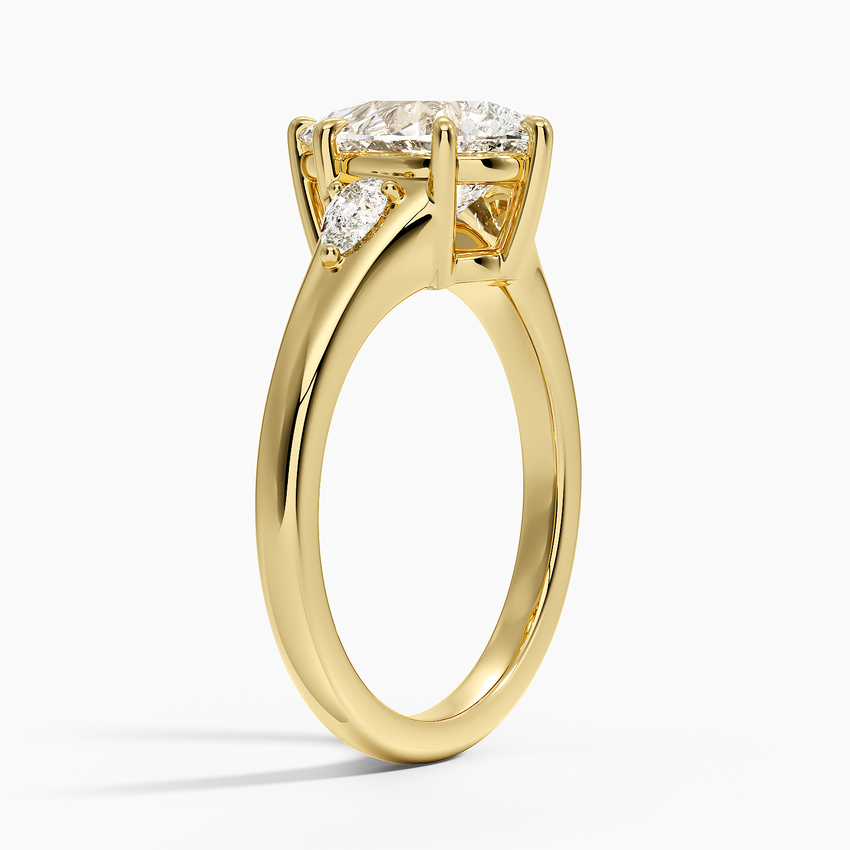 Aria Three Stone Signet Diamond Ring (1/4 ct. tw.) - Pear Cut Center Stone