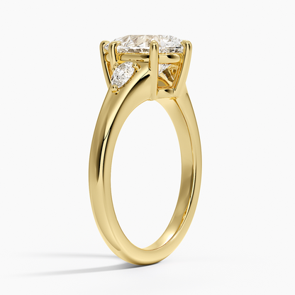 Aria Three Stone Signet Diamond Ring (1/4 ct. tw.) - Pear Cut Center Stone