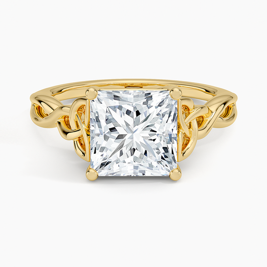Celtic Love Knot Ring - Princess Cut Center Stone