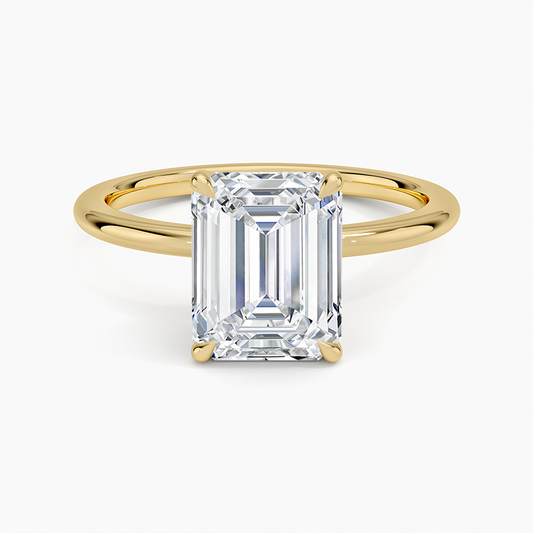 Petite Elodie 1.5mm Ring - Emerald Cut Center Stone