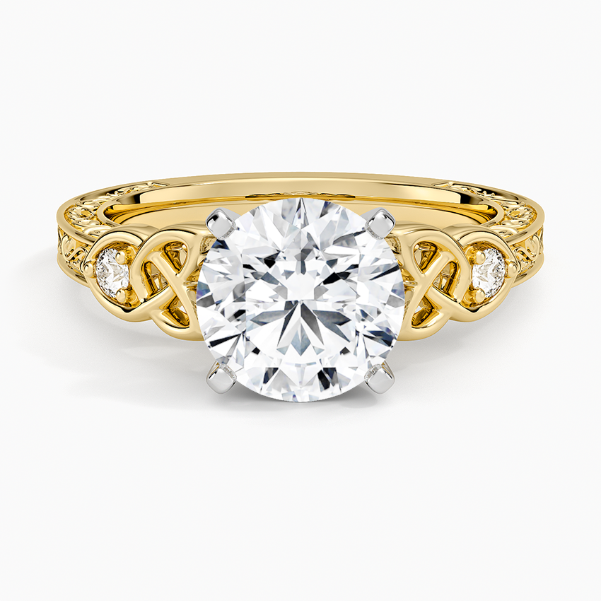 Aberdeen Celtic Diamond Ring - Round Cut Center Stone