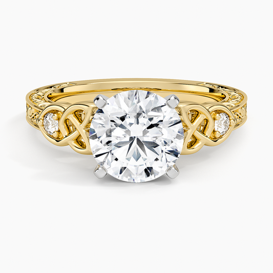 Aberdeen Celtic Diamond Ring - Round Cut Center Stone