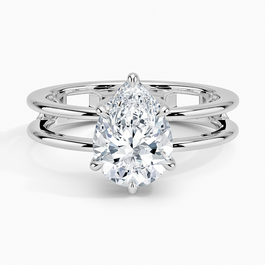Aimee Open Double Band Solitaire Ring - Pear Center Stone