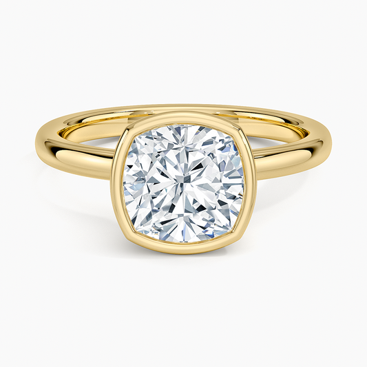 Sylvie Perfect Fit Bezel Solitaire Ring - Cushion Cut Center Stone