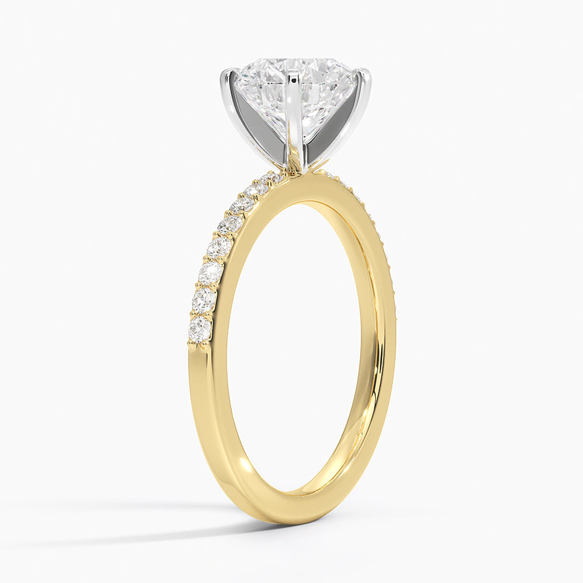 Six Prong Petite Shared Prong Diamond Ring (1/5 ct. tw.) - Round Center Stone