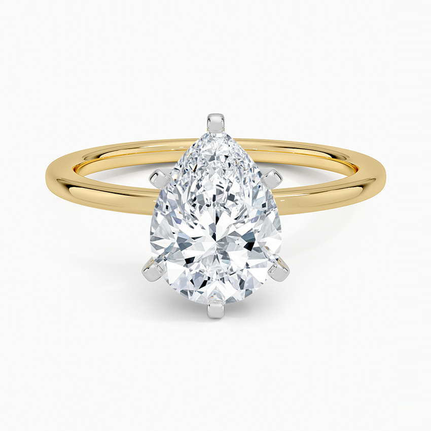 Six-Prong Petite Comfort Fit 1.5mm Solitaire Ring - Pear Center Stone