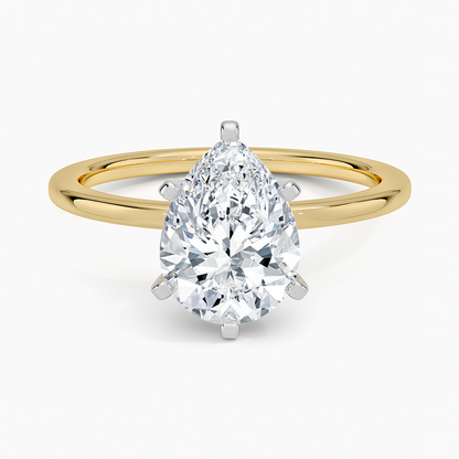 Six-Prong Petite Comfort Fit 1.5mm Solitaire Ring - Pear Center Stone