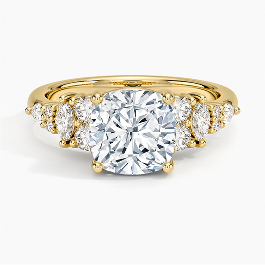 Jacqueline Diamond Ring - Cushion Cut Center Stone