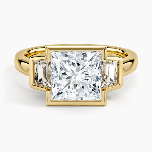 Seamless Trapezoid Three Stone Diamond Ring (1/2 ct. tw.) - Princess Cut Center Stone