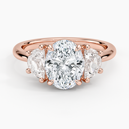 Half Moon Three Stone Diamond Ring (1/2 ct. tw.) - Oval Center Stone