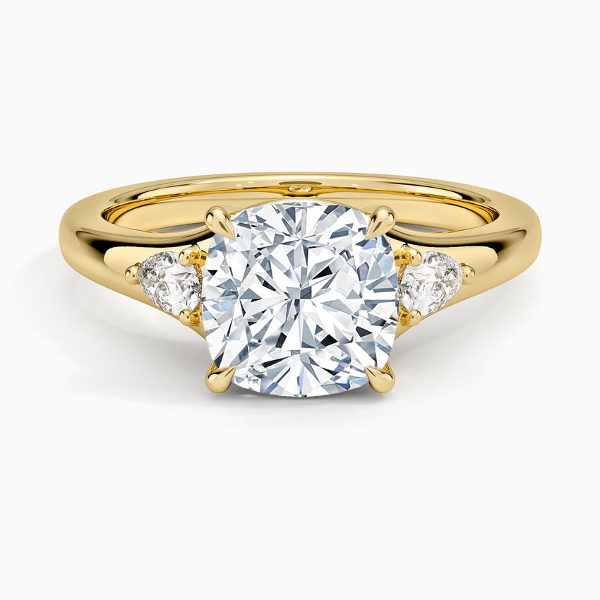 Aria Three Stone Signet Diamond Ring (1/4 ct. tw.) - Cushion Cut Center Stone