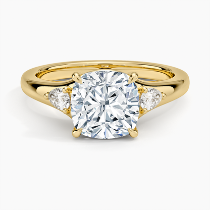 Aria Three Stone Signet Diamond Ring (1/4 ct. tw.) - Cushion Cut Center Stone