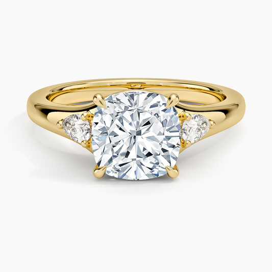 Aria Three Stone Signet Diamond Ring (1/4 ct. tw.) - Cushion Cut Center Stone